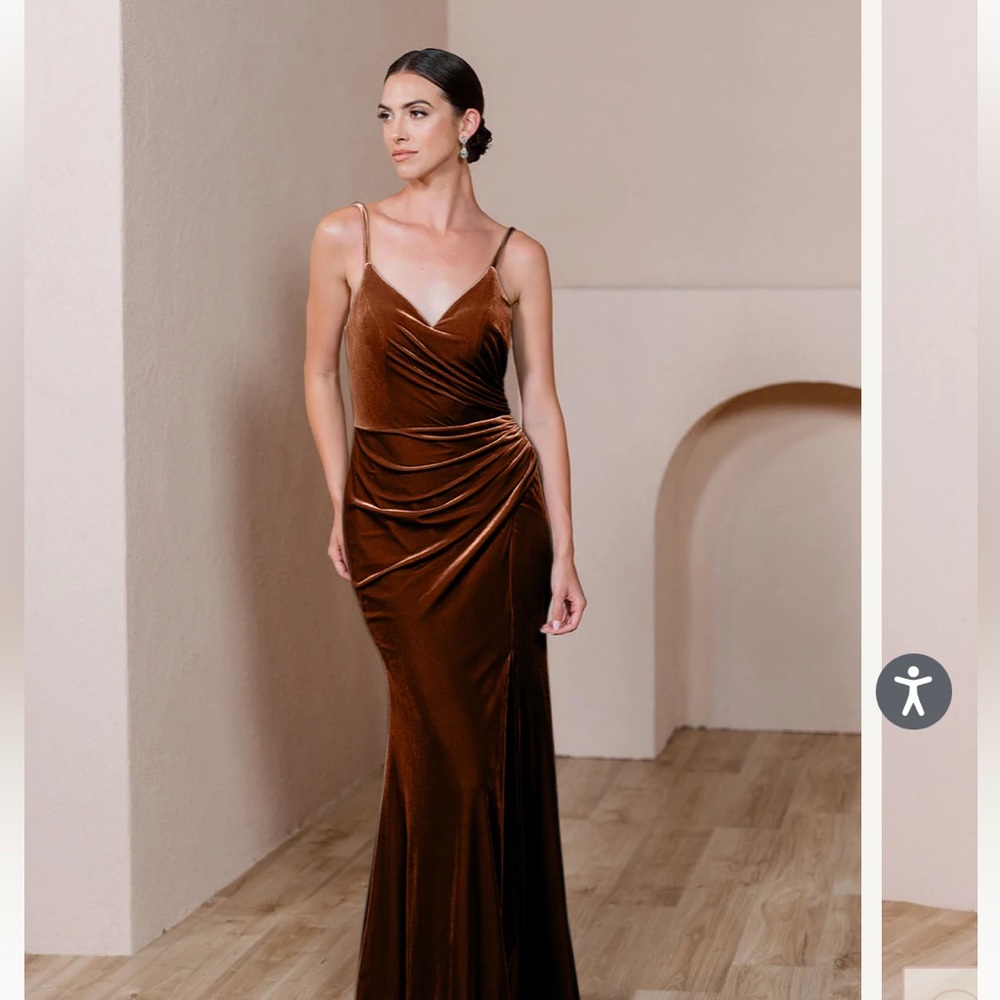 Revelry Rory Velvet Dress Rust